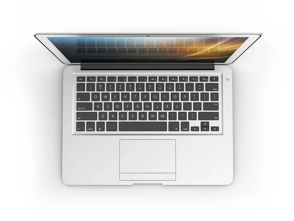 Moderno computer portatile vista dall'alto isolato su sfondo bianco 3d — Foto Stock