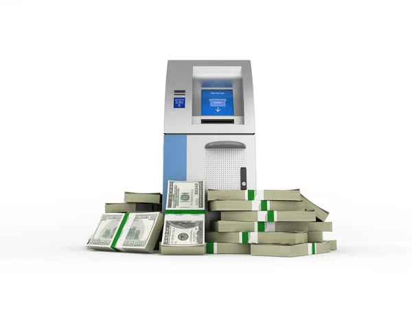 Bancomat circondato da bancomat da 100 dollari Bancomat — Foto Stock