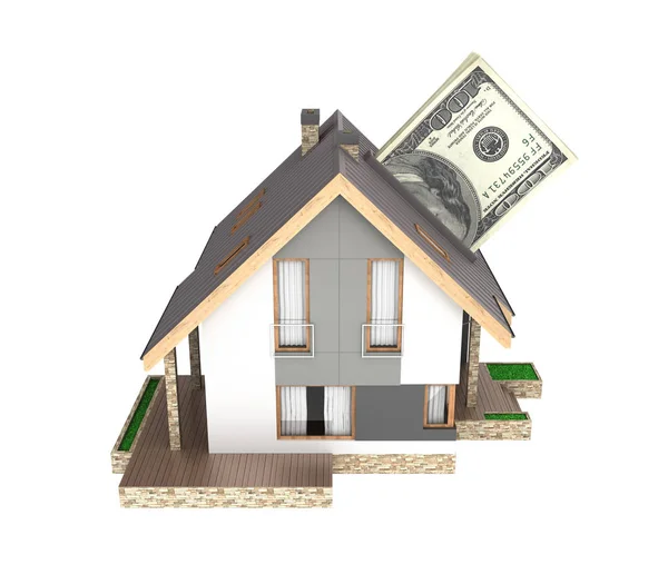 Konzept des Kaufs oder der Zahlung für Wohnhaus mit einem Stapel von — Stockfoto