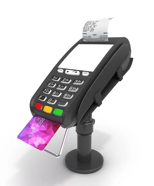 Terminale di pagamento con carta con schermo vuoto terminale POS con cre — Foto Stock