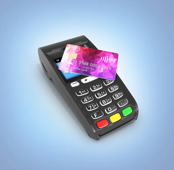 Terminal de paiement par carte terminal POS avec carte de crédit isolé sur — Photo