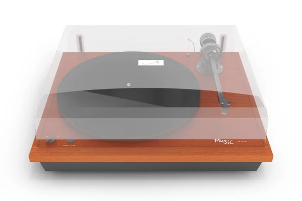 Vinyl draaitafel speler op wit wordt geïsoleerd background 3d — Stockfoto