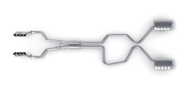 Beyaz izole egzoz boruları sistemi arka plan 3d