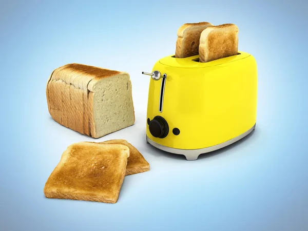 Toaster with toasted bread isolated on blue gradient background — Stock Photo, Image