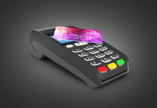 Payment Touch Konzept Pos Terminal mit Kreditkarte drauf isolat — Stockfoto