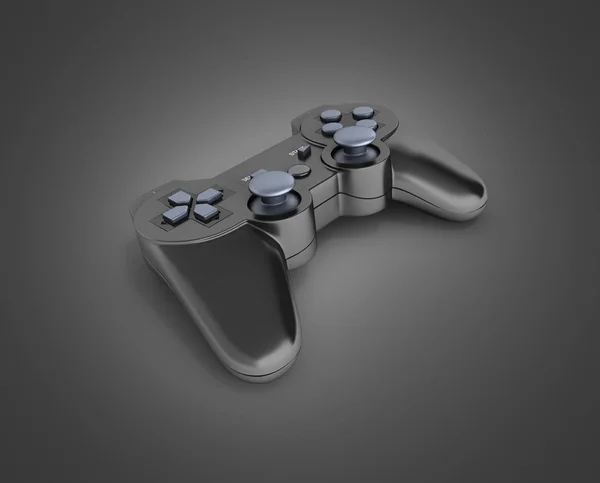 Black gamepad without shadow isolated on black gradient backgrou — Stock Photo, Image