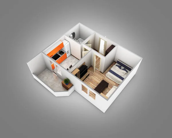 interior apartment roofless perspective view apartment layout on