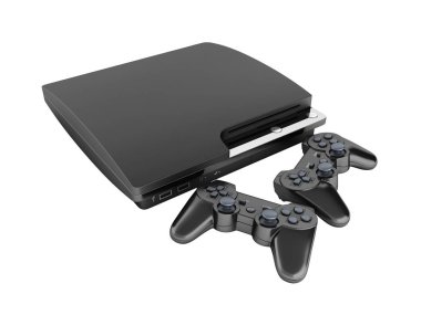 Üstten Görünüm üzerinde beyaz bac izole joystick ile siyah oyun konsolu