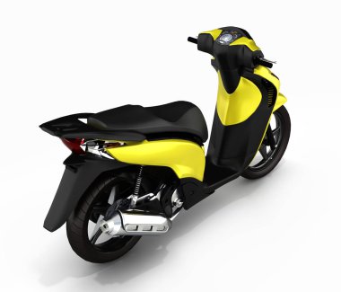 Trendy sarı scooter üzerinde beyaz arka plan 3d