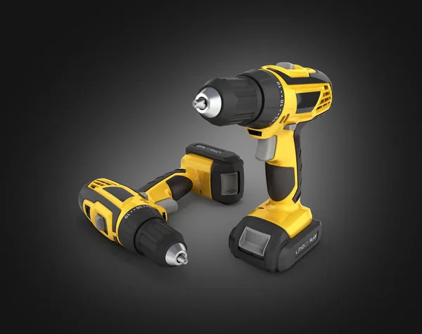 Cordless screwdriver with a drill isolated on black gradient bac — Stock Photo, Image