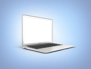 Boş ekran üzerinde mavi degrade backgr izole ile modern dizüstü bilgisayar