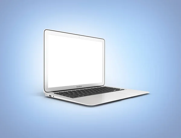 Сучасний ноутбук з порожнім екраном ізольовано на синьому градієнті backgr — стокове фото