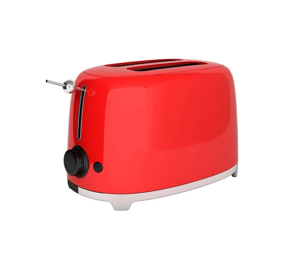 Red retro toaster without shadow on white background 3d — Stock Photo, Image