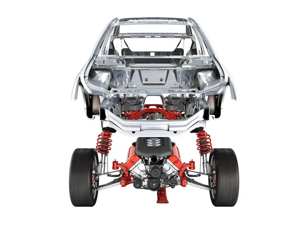 Vücut ve süspansiyon arabanın ile tekerlek ve motor Undercarria
