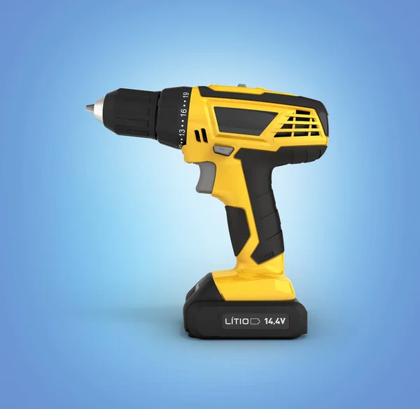 Cordless screwdriver with a drill isolated on blue gradient back — Stock Photo, Image