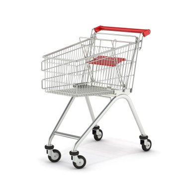süpermarket alışveriş sepeti izole üzerinde beyaz arka plan 3d