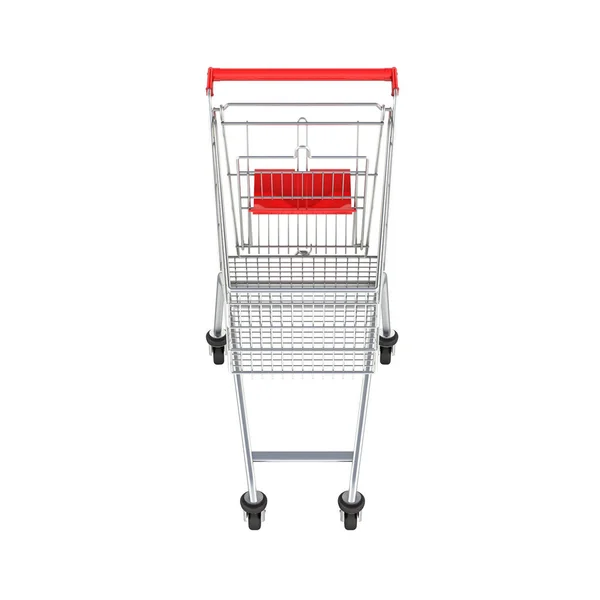 Szupermarket shopping cart elülső kilátás nélkül árnyék a fehér bac — Stock Fotó
