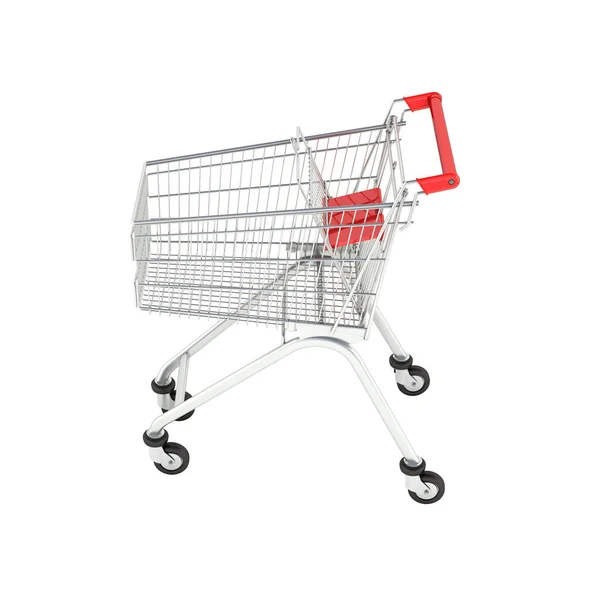 Supermarket, koszyk na zakupy bez cienia na białym tle 3d — Zdjęcie stockowe