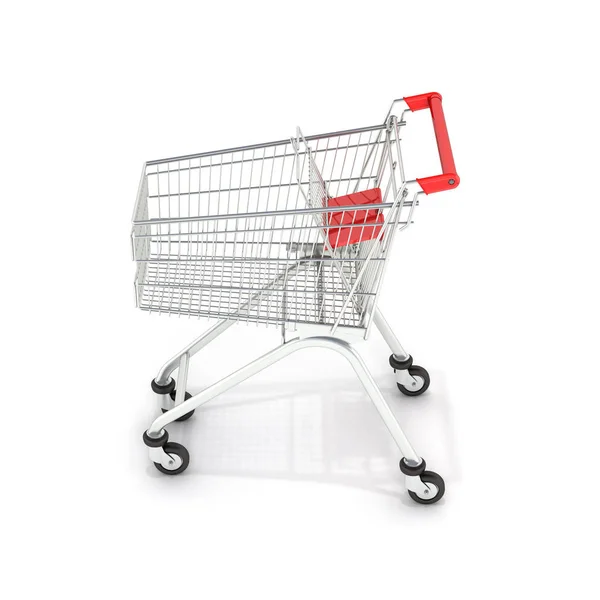 Szupermarket shopping cart fehér háttér, 3d — Stock Fotó