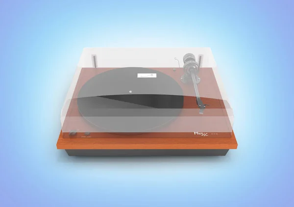 Vinyl turntable player isolated on blue gradient background 3d — Stock Photo, Image