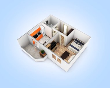 iç daire roofless perspektif görünüm daire düzeni üzerinde