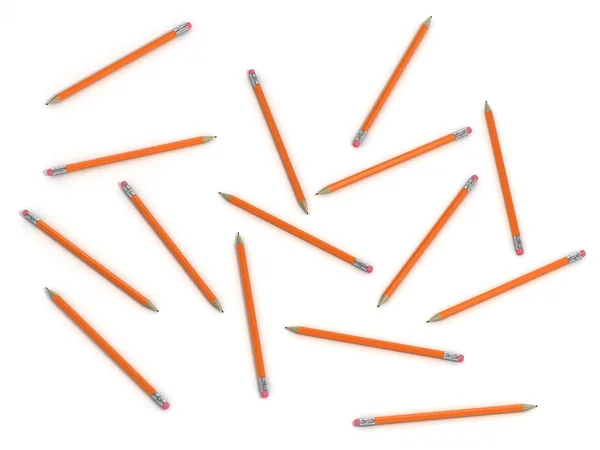 Crayons orange isolés sur fond blanc Illustration 3D . — Photo