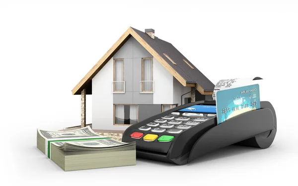 Concept of purchase or payment for housing House with a stack of — Stock Photo, Image