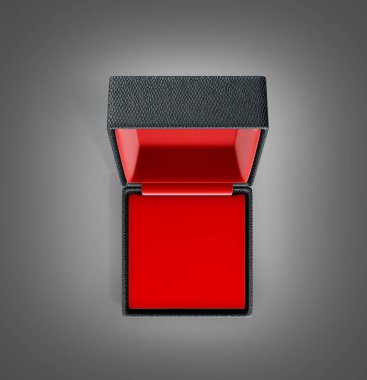 Açık hediye kutusu siyah gradie yan görünüm içinde kırmızı malzeme ile