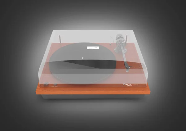 Vinyl skivspelare spelare isolerad på svart gradient bakgrund 3d — Stockfoto