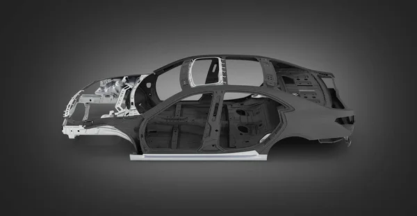 Автомобіль з вуглецевим кузовом з металевими елементами ізольовано на чорному градієнті b — стокове фото