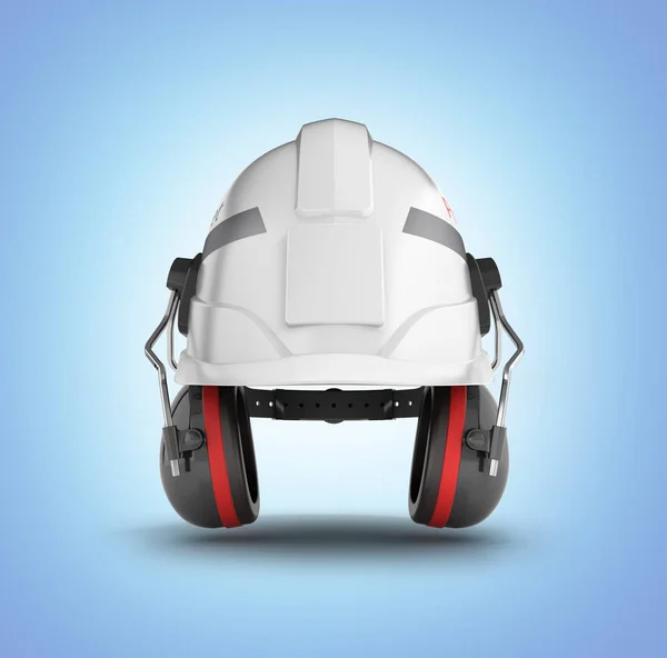 Hard Hat Sicherheitshelm mit Ohrenschützer isoliert auf blauem Gefälle b — Stockfoto
