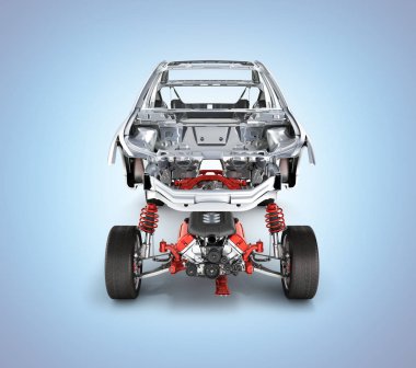 Vücut ve süspansiyon arabanın ile tekerlek ve motor Undercarria