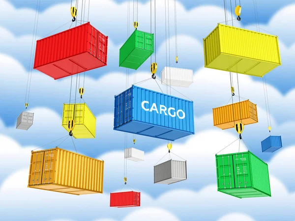 Концепція доставки Вантажні транспортні контейнери Кран — стокове фото