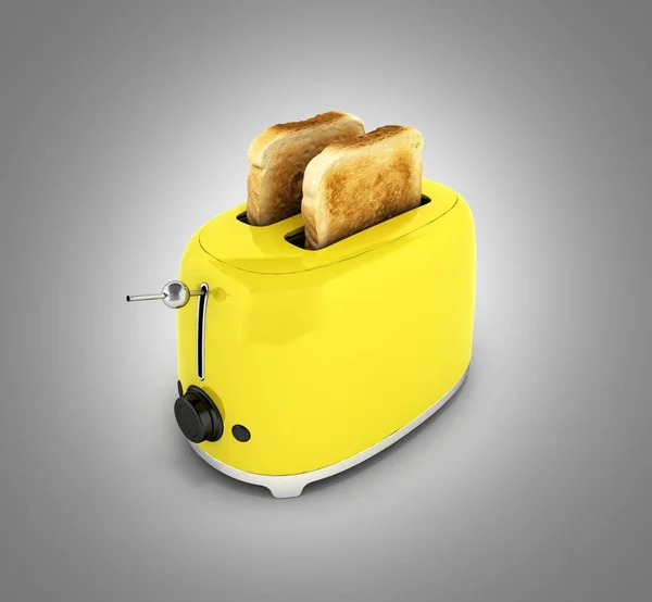 Toster z tostowym chlebem wyizolowanym na szarym tle gradientowym — Zdjęcie stockowe