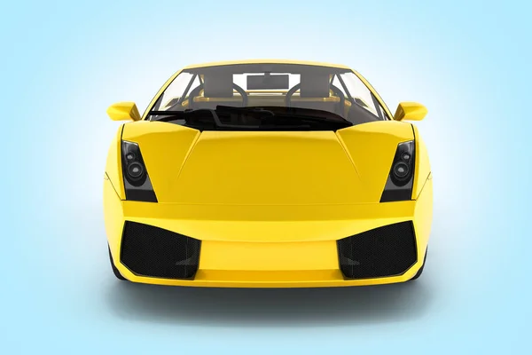 Pohled na sportovní automobily přední výhled na Modrý gradient pozadí 3D — Stock fotografie