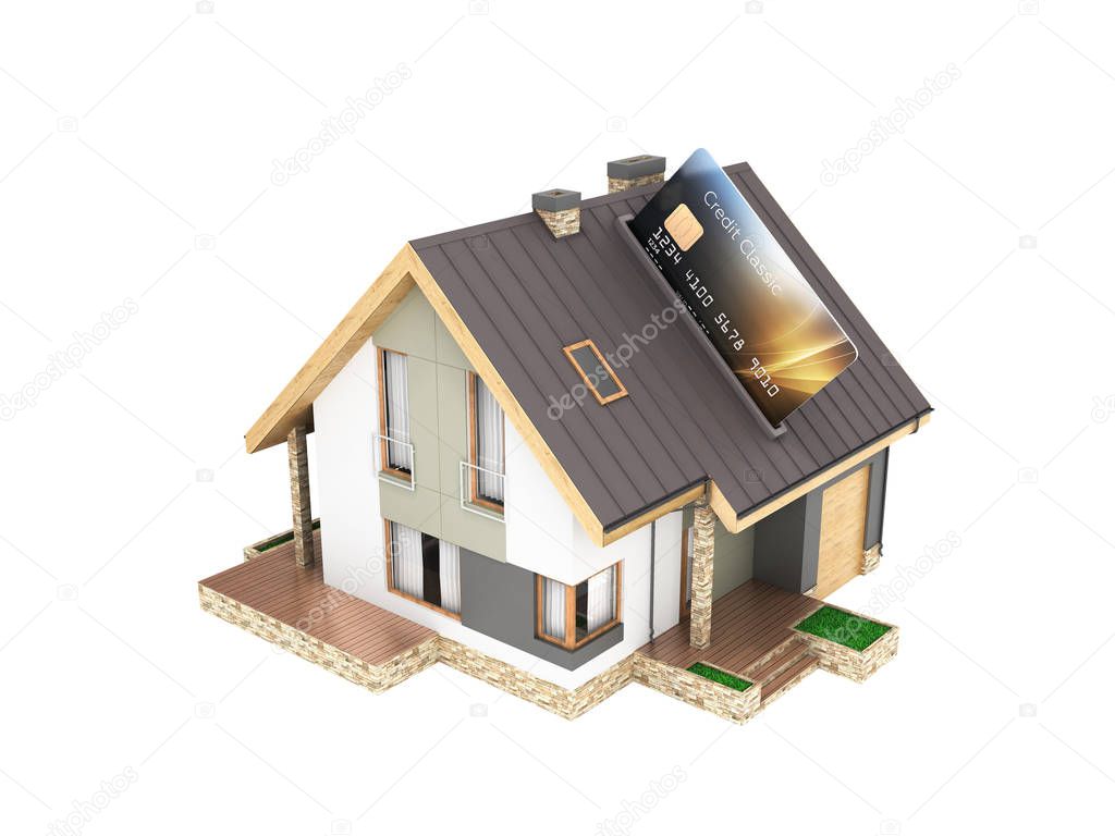 Concept of purchase or payment for housing Illustration of a hou