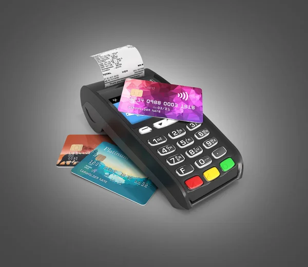 Concept de paiement tactile terminal POS avec reçu et carte de crédit — Photo