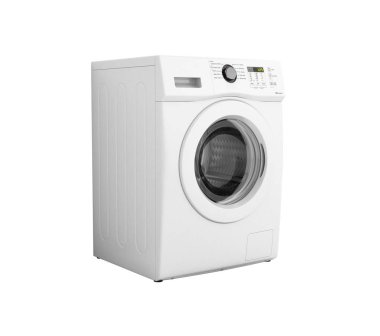 Gölge 3D ıllustrati olmadan beyaz arka planda çamaşır makinesi