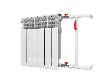 Isı olmadan beyaz arka planda izole beyaz radyatör Isıtma