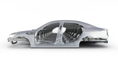 Beyaz arka plan üzerinde 3d hasta izole üst üste dizilmiş araba organları