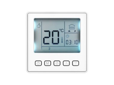 Dijital programlanabilir termostat beyaz izole arka plan 3d 