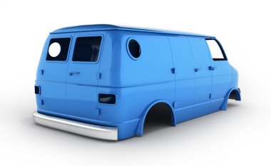 vücut van beyaz izole yok tekerleği ile arka plan 3d