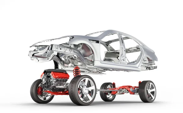 Vücut ve süspansiyon arabanın ile tekerlek ve motor Undercarria
