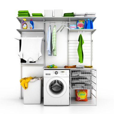 beyaz duvar arka plan 3D ev çamaşır iç