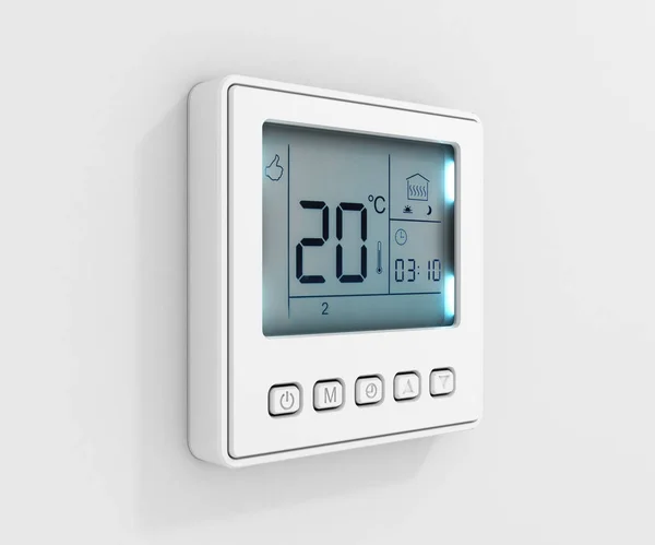 Digital programmierbares Thermostat isoliert auf weißem Hintergrund 3d — Stockfoto