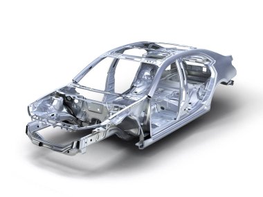 Beyaz arka plan 3D izole vücut araba