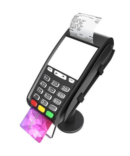 Terminal de paiement par carte avec un écran vide terminal POS avec cre — Photo