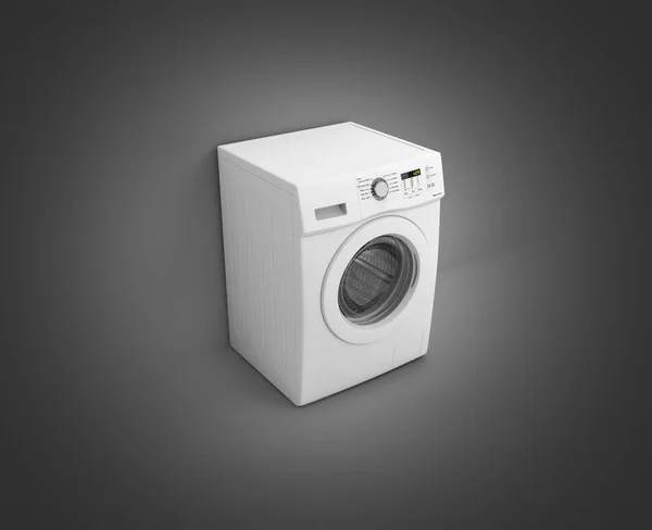 Máquina de lavar roupa em fundo de parede gradiente preto 3d illustratio — Fotografia de Stock