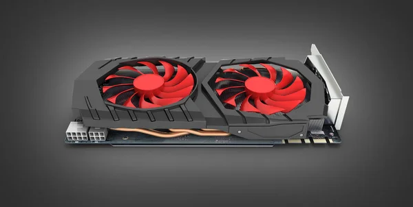 Video Graphic card GPU isolated on black gradient background 3d — Stock Photo, Image