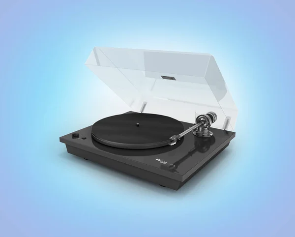 Vinyl turntable player isolated on blue gradient background 3d — Stock Photo, Image